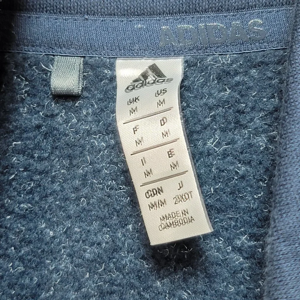 Adidas Fleece Jacket Womens M Blue Golf Full Zip Casual Sporty‎ Logo Long Sleeve